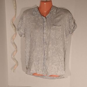 Harper Button Down Shirt Distressed Blue Stripe Sz Medium Faded Distressed Style